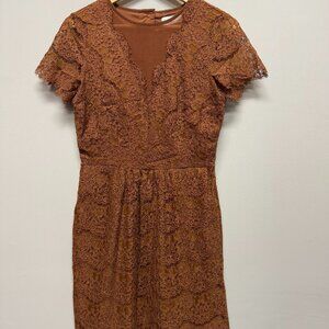 Dolce Vita Brown Lace Mini Dress with Peakaboo Back
